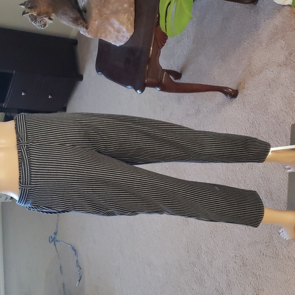 Forever 21 s microstripe stretchy comfy cropped slacks slip on - Picture 3 of 8